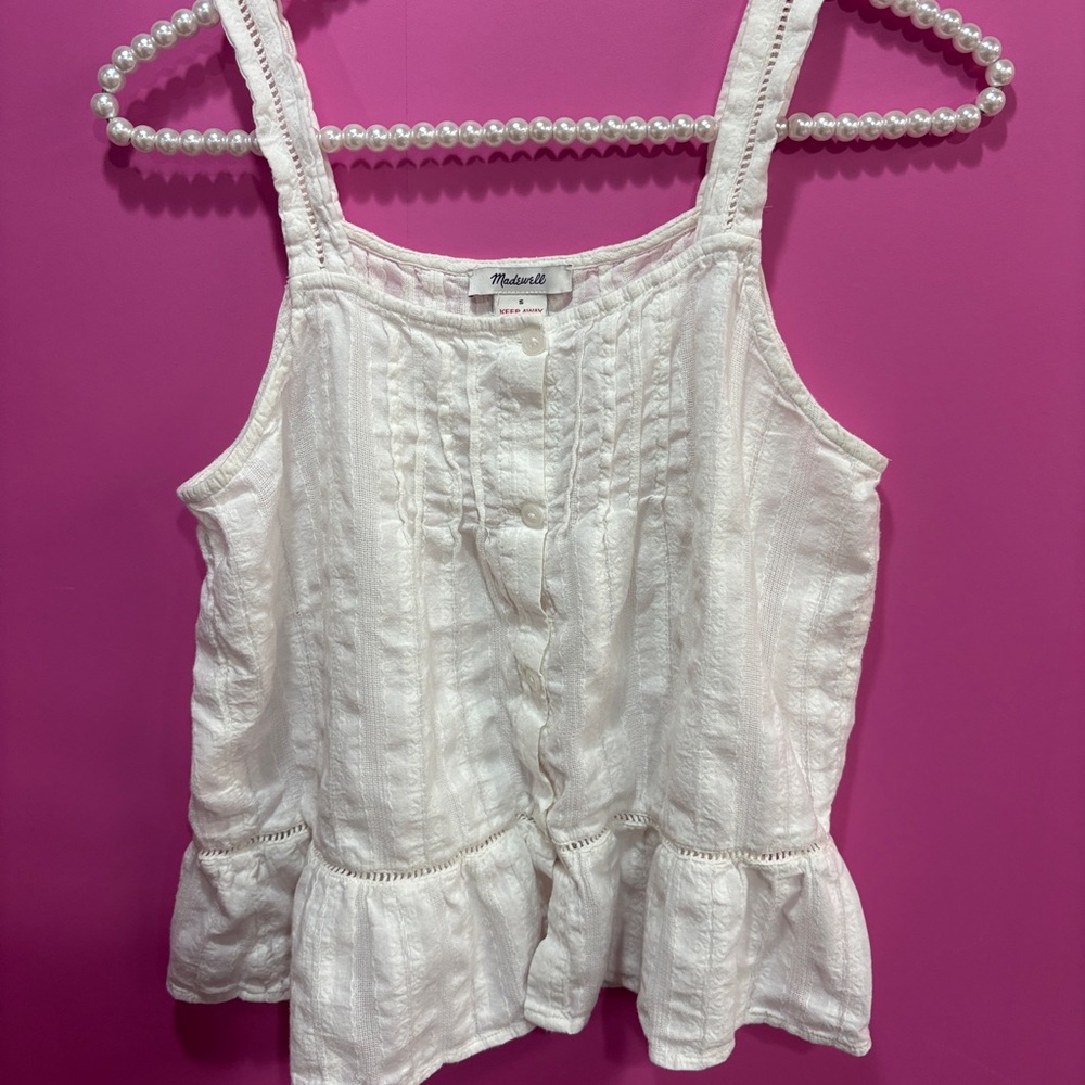 Madewell White Eyelet Tank Top - Picture 2 of 4